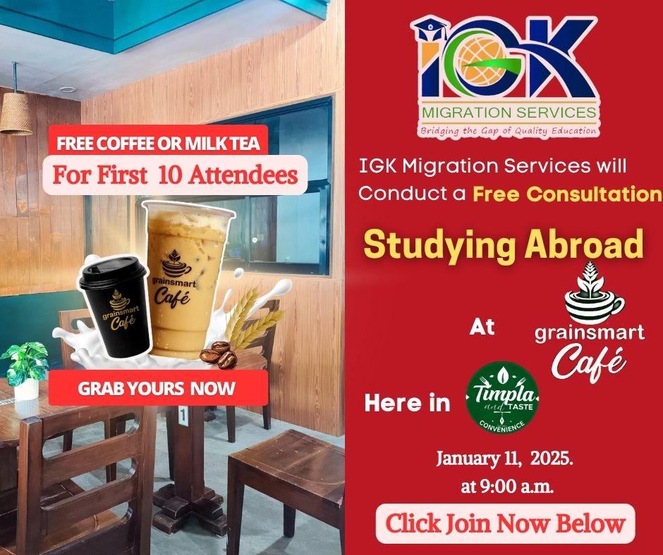 Study Abroad Orientation with FREE Coffee at Grainsmart Cafe Carmen